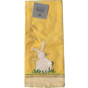 DII Kitchen Towel Unisex 18x28 Yellow Brand New Easter Bunny Applique Cotton
